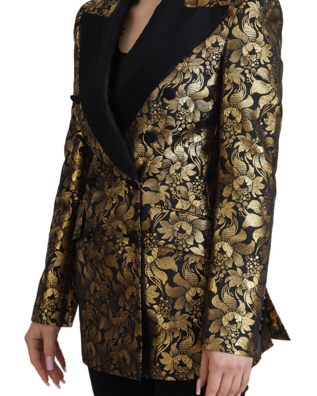 Black Gold Jacquard Coat Blazer Jacket