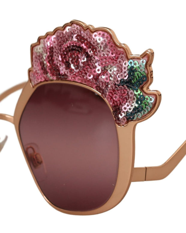 Pink Gold Rose Sequin Embroidery DG2202 Sunglasses