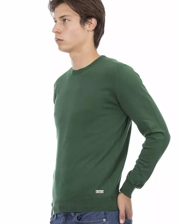 Green Cotton Men Sweater