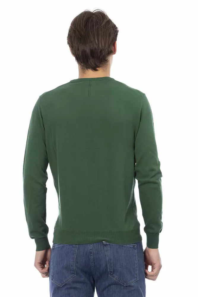 Green Cotton Mens Sweater