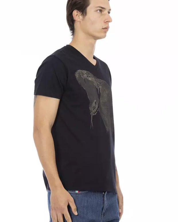 Black Cotton Men T-Shirt