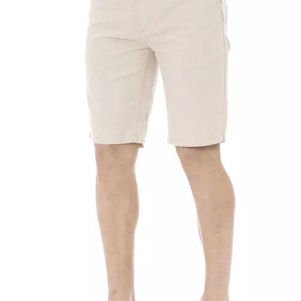 Beige Cotton Men Bermuda Short