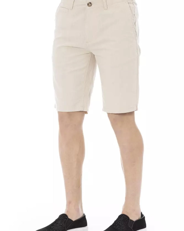 Beige Cotton Men Bermuda Short