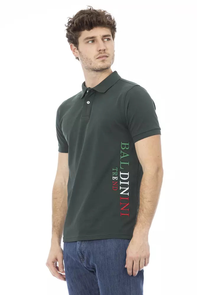 Green Cotton Men Polo Shirt