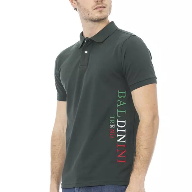 Green Cotton Men Polo Shirt