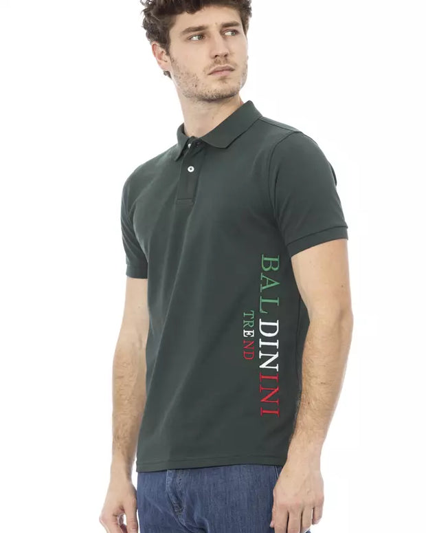 Green Cotton Men Polo Shirt