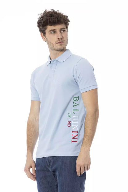 Light Blue Cotton Men Polo Shirt