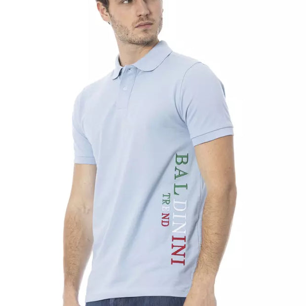 Light Blue Cotton Men Polo Shirt