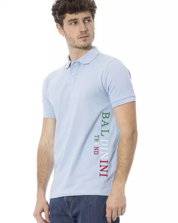Light Blue Cotton Men Polo Shirt