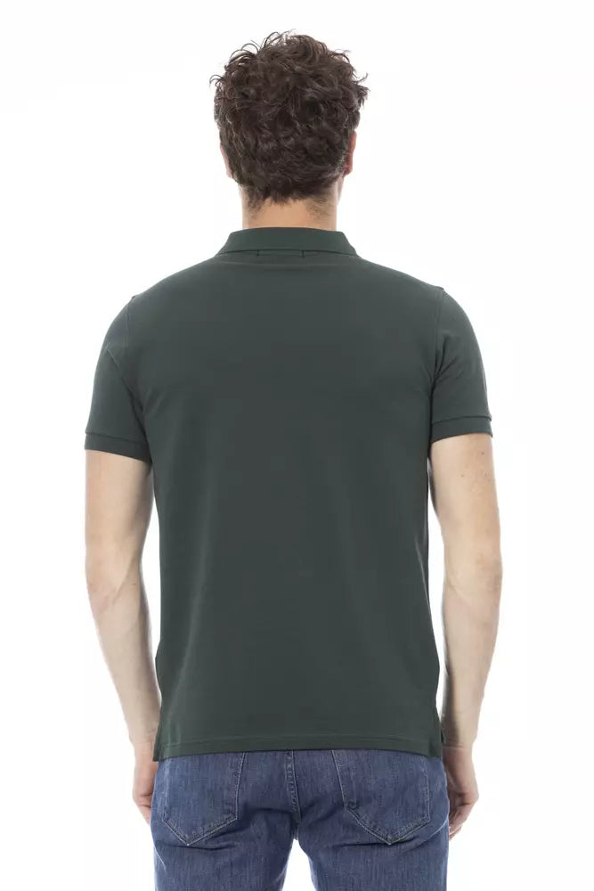 Green Cotton Men Polo Shirt