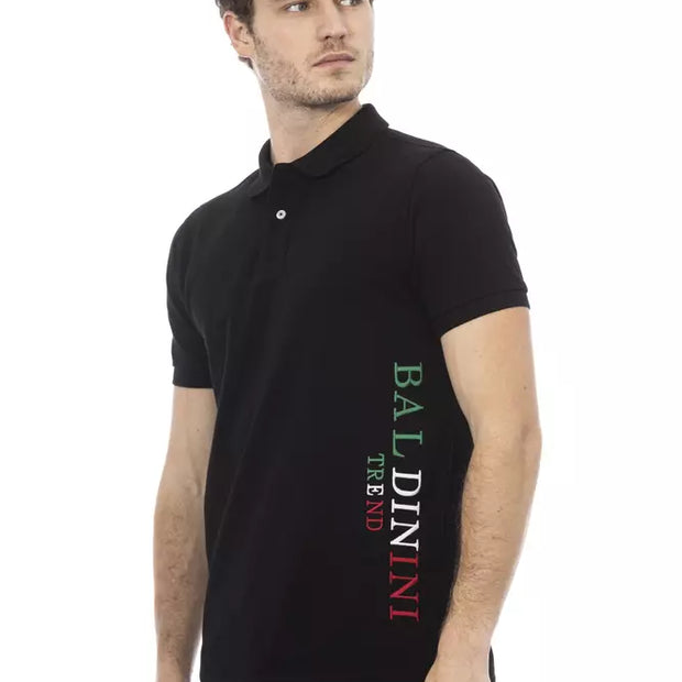 Black Cotton Men Polo