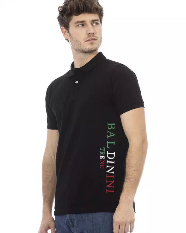 Black Cotton Men Polo
