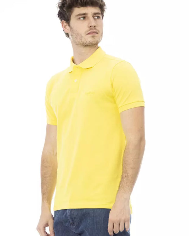 Yellow Cotton Men Polo Shirt