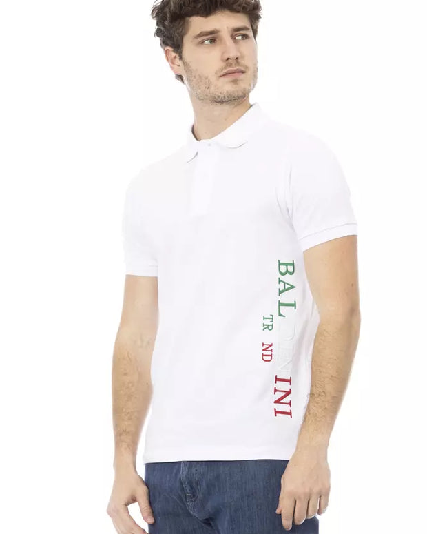 White Cotton Men Polo Shirt
