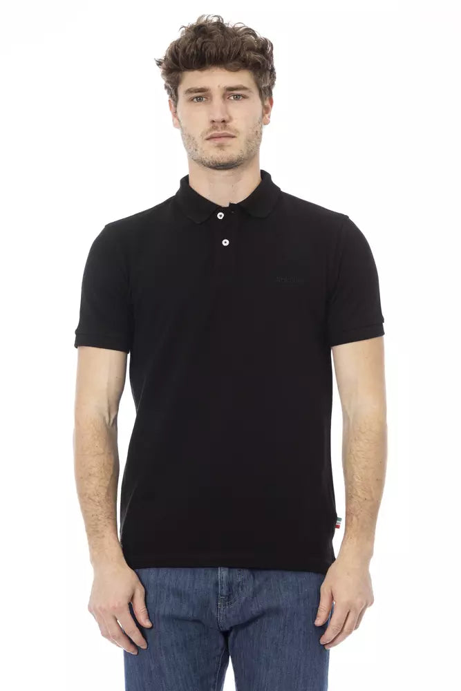 Black Cotton Men Polo Shirt