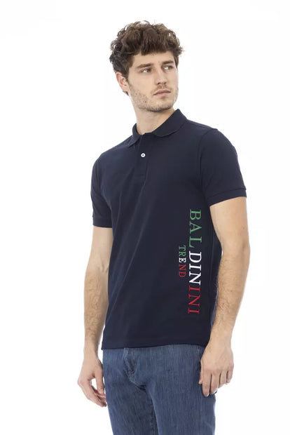 Blue Cotton Men Polo Shirt