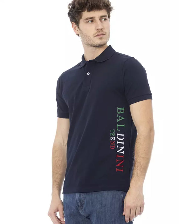 Blue Cotton Men Polo Shirt