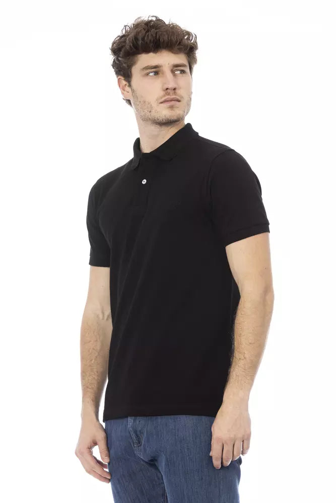 Black Cotton Men Polo Shirt