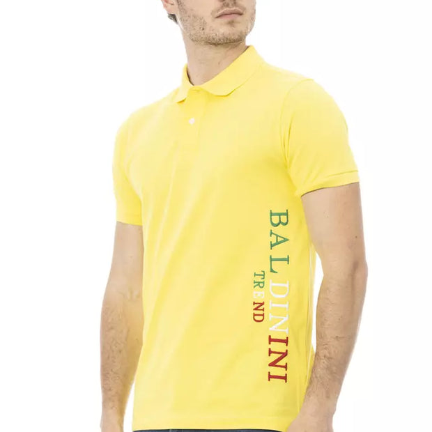 Yellow Cotton Men Polo