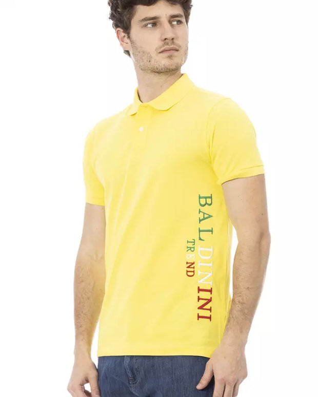 Yellow Cotton Men Polo Shirt