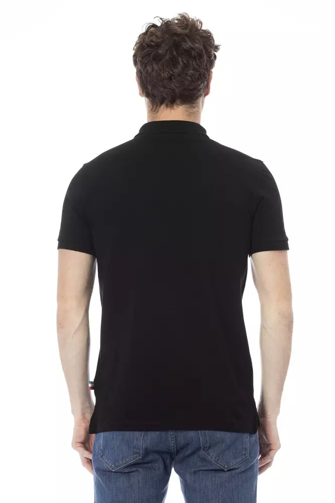 Black Cotton Men Polo Shirt