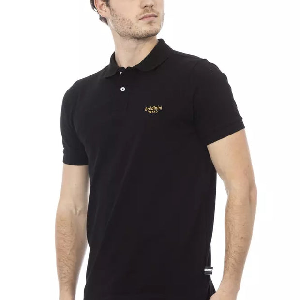 Black Cotton Men Polo Shirt