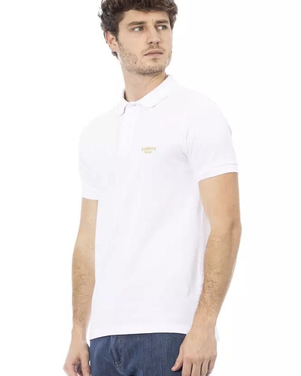 White Cotton Men Polo Shirt