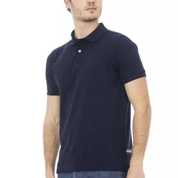 Blue Cotton Men Polo