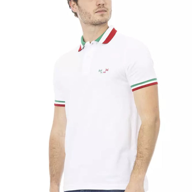 White Cotton Men Polo Shirt