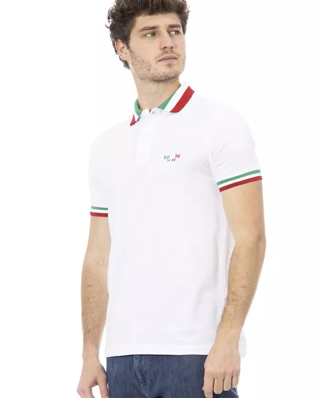 White Cotton Men Polo Shirt