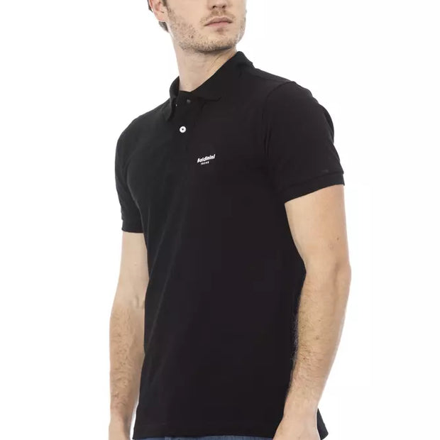 Black Cotton Men Polo