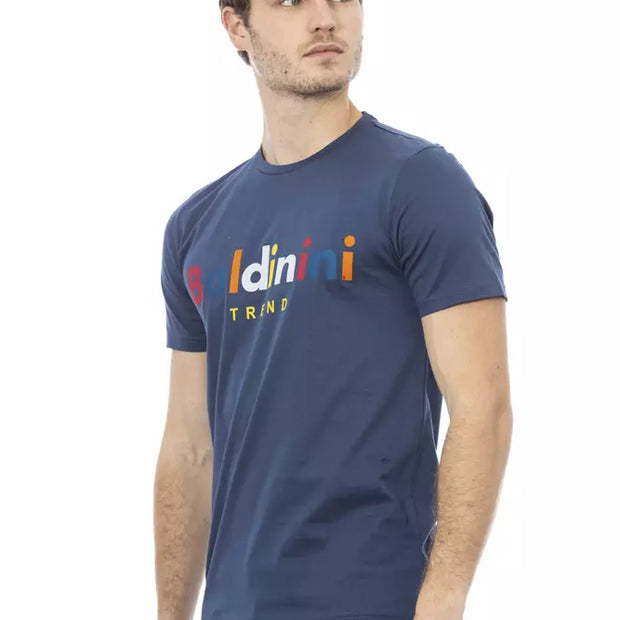 Blue Cotton Men T-Shirt