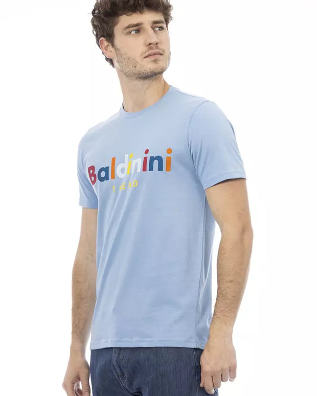 Light Blue Cotton Men T-Shirt