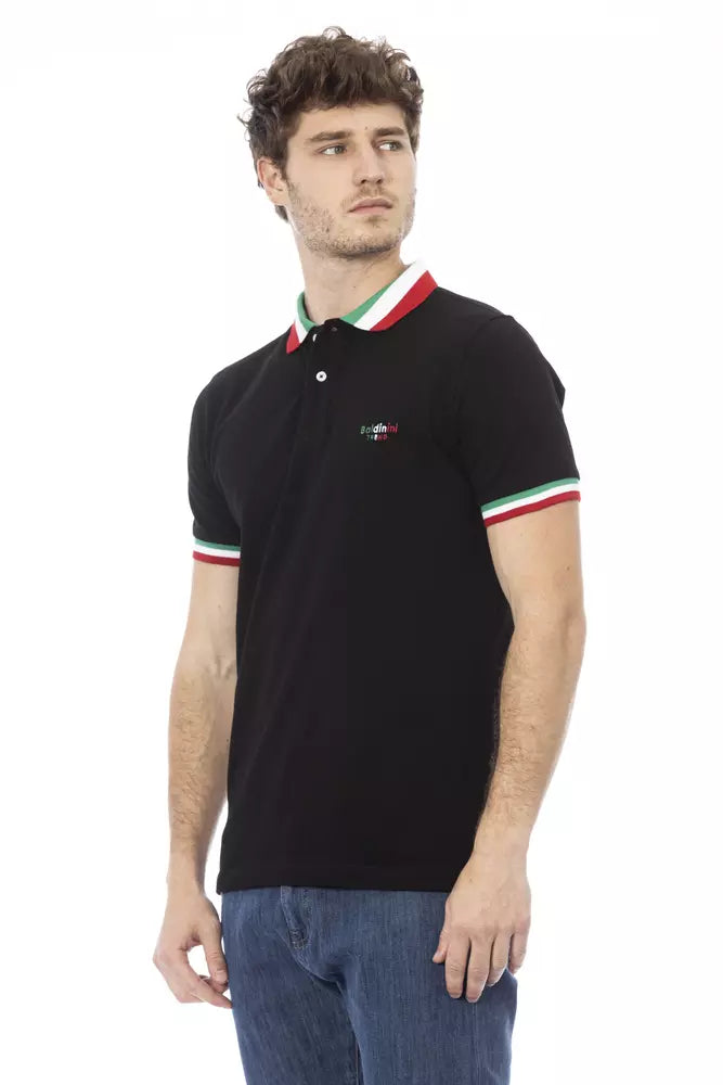 Black Cotton Men Polo Shirt