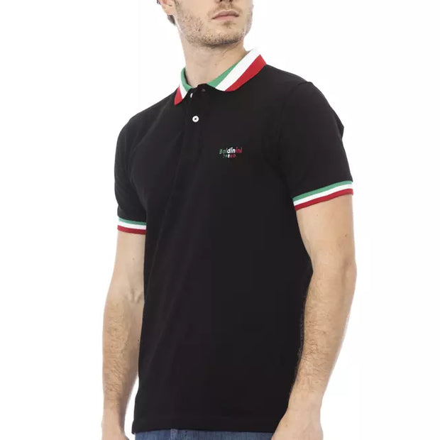 Black Cotton Men Polo Shirt