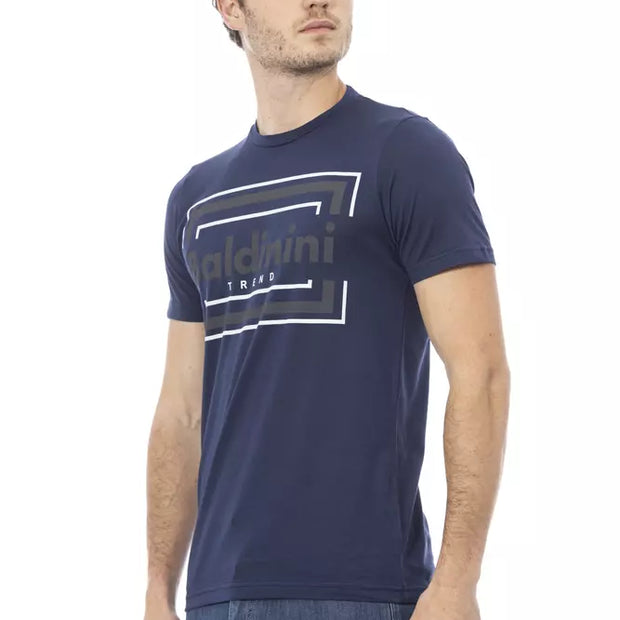 Blue Cotton Men T-Shirt