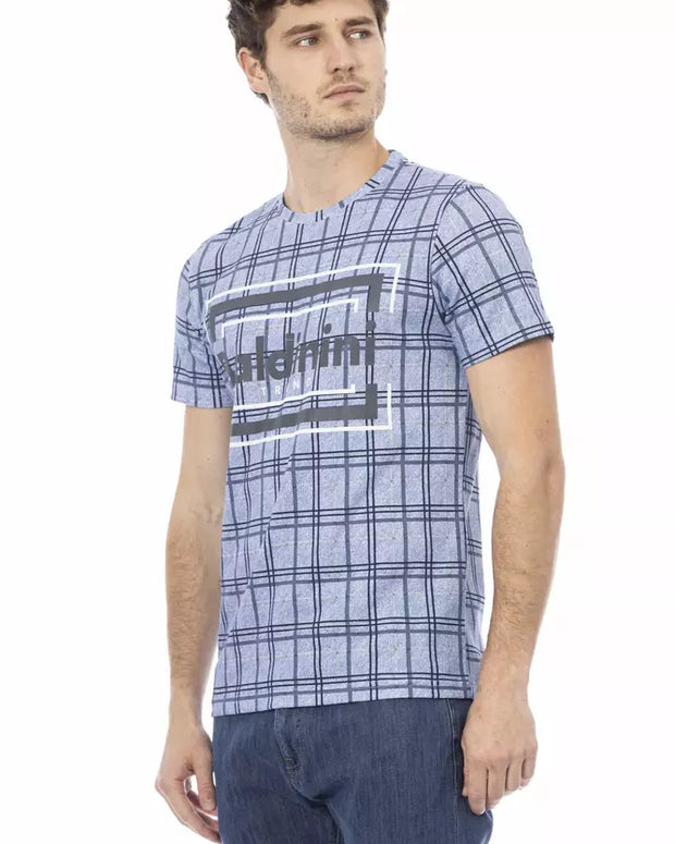 Light Blue Cotton Men T-Shirt