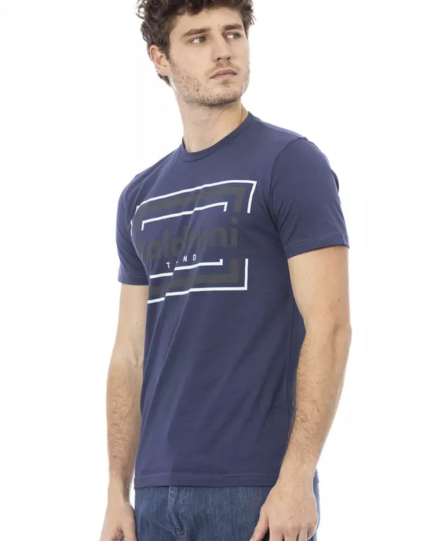 Blue Cotton Men T-Shirt