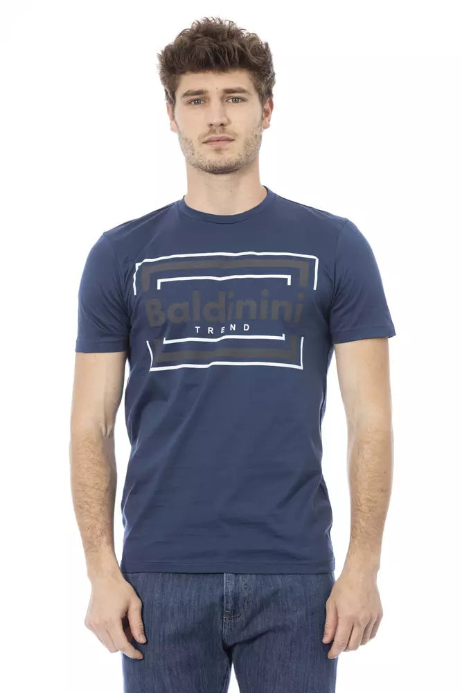 Blue Cotton Men T-Shirt