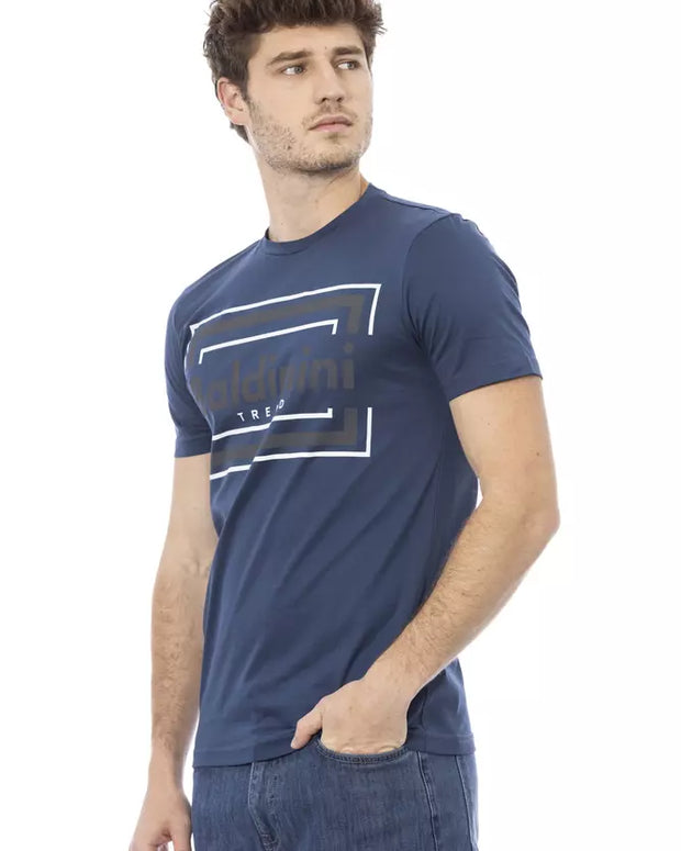 Blue Cotton Men T-Shirt