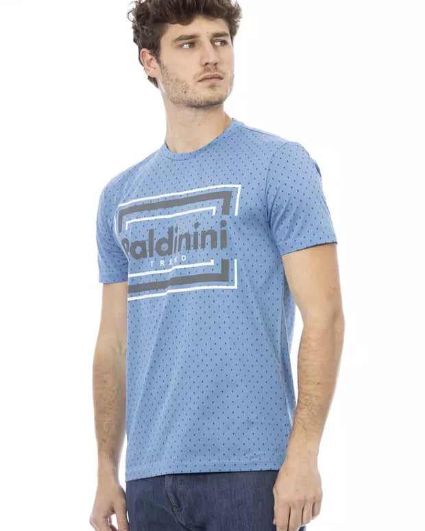 Light Blue Cotton Men T-Shirt