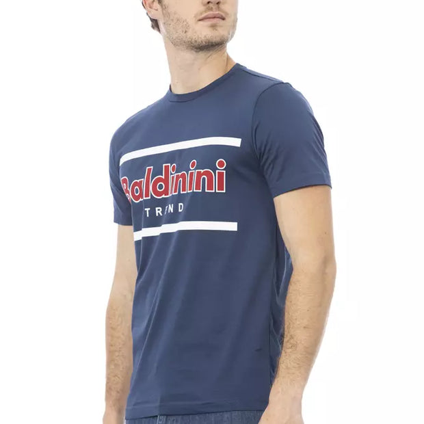 Blue Cotton Men T-Shirt