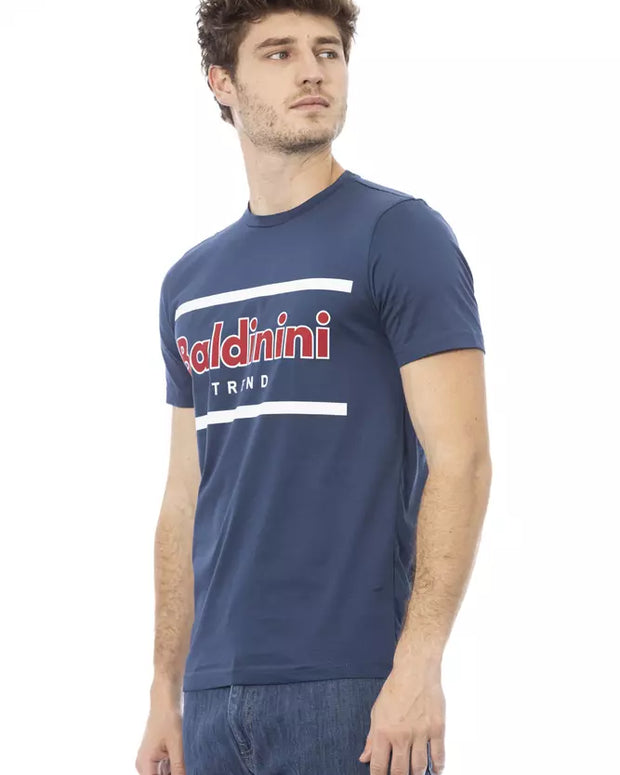 Blue Cotton Men T-Shirt