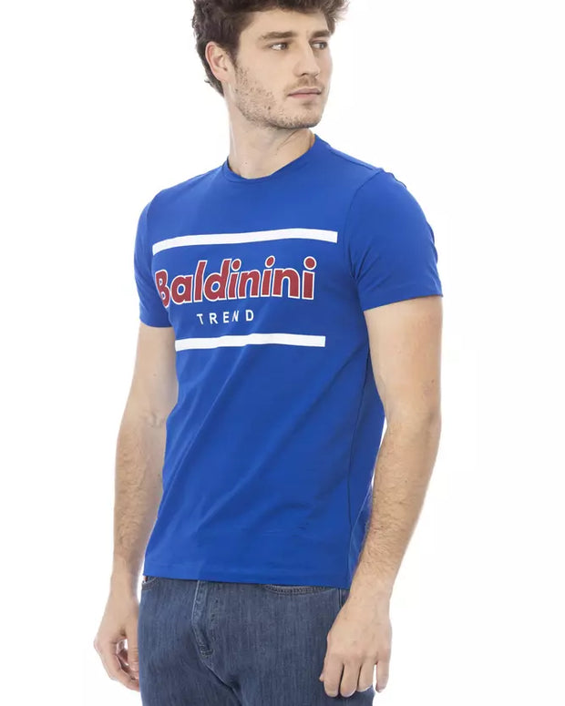 Blue Cotton Men T-Shirt