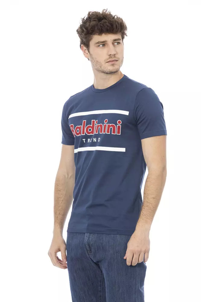 Blue Cotton Men T-Shirt