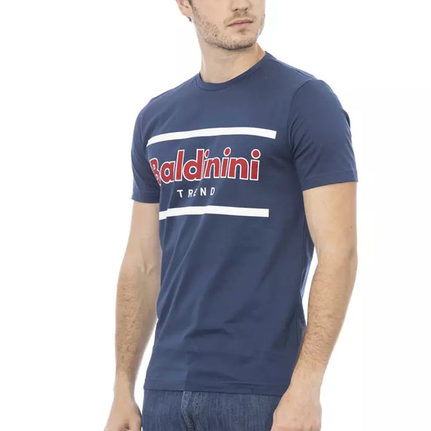 Blue Cotton Men T-Shirt