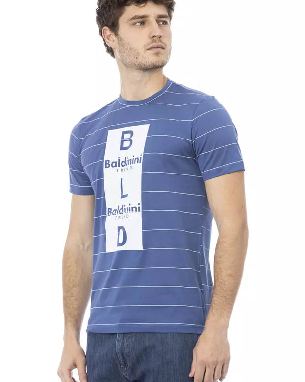 Blue Cotton Men T-Shirt