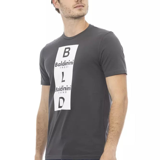 Gray Cotton Men T-Shirt