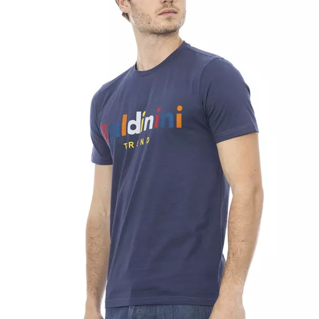 Blue Cotton Men T-Shirt