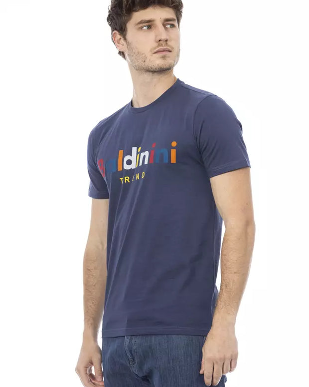 Blue Cotton Men T-Shirt